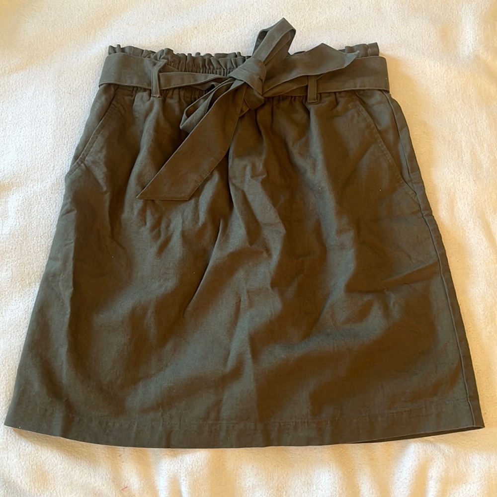 J. Crew Olive Green Paperbag Waist Mini Skirt